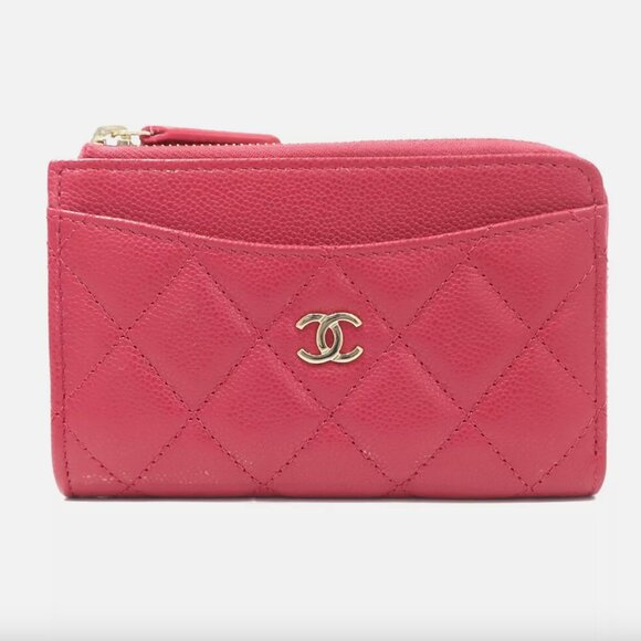 Chanel CC QUILTED ZIP AROUND CARD HOLDER "AP3179" in 23S Pink NEW & RARE - Picture 1 of 7